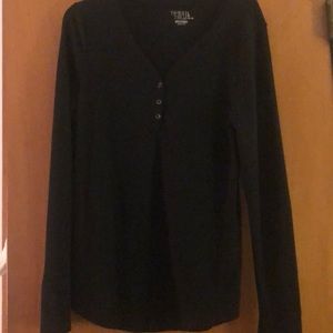 Women’s size L black thermal top with 3 buttons